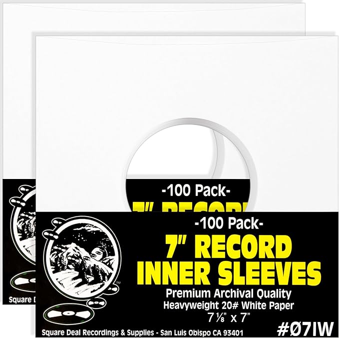 (200) Archival Quality Acid-Free Heavyweight Paper Inner Sleeves for 7 Inch Vinyl Records #07IW