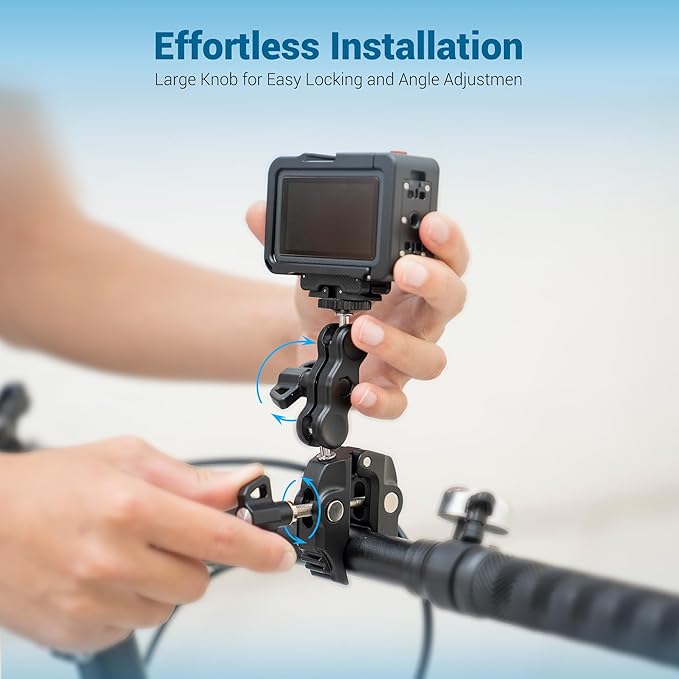 Super Clamp Camera Mount Kit with 360° Dual Ballhead Magic Arm,1/4" and 3/8" Threaded Holes,Action Camera Phone Holder Adapter for Dji Osmo Pocket 3 Monitor LED Light Microphone Desk Tripod Motorcycle