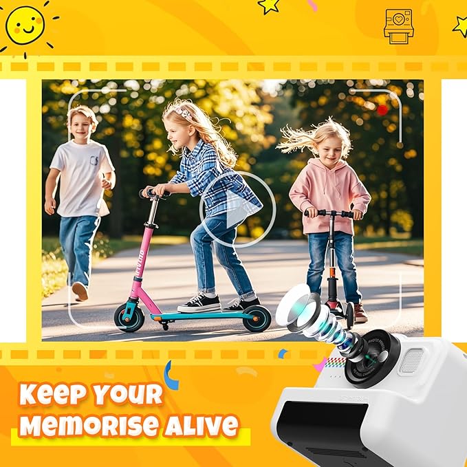 HiMont Kids Instant Print Camera, 1080P HD Kids Camera Instant Print with 3 Rolls Print Paper & 32GB Card, Ideal Kid Toys Gifts for Boys & Girls Age 3-14 (Black)