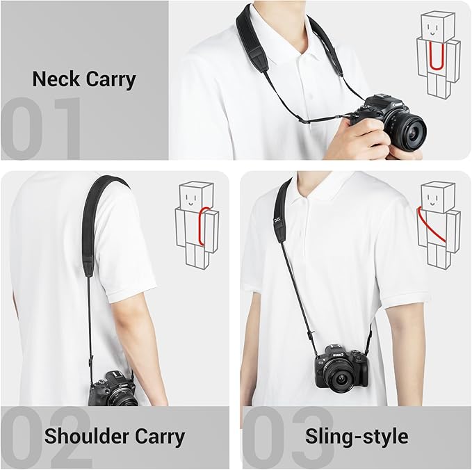 Soft Camera Shoulder Neck Strap with Thinner Lanyard for Canon EOS R50 R50 V R100 R10 R6 Mark III II R5 Mark II R50V R7 R8 M50 Mark II Xhalf ZV-E10 II ZVE10 II ZV-E1 Lumix S1IIE S9 & Compact Cameras