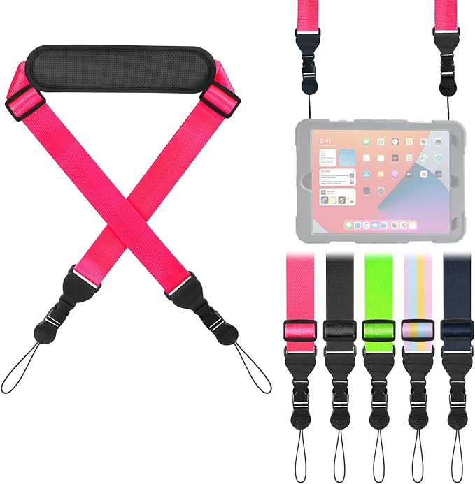 Universal Shoulder Strap, Neoprene Padded Bag Strap with Double Adjustable Buckles, Replacement Comfortable Neck Strap for Camera, Cellphone Tablet,iPad, Laptop, Binocular, Luggage Bag(Fuchsia)