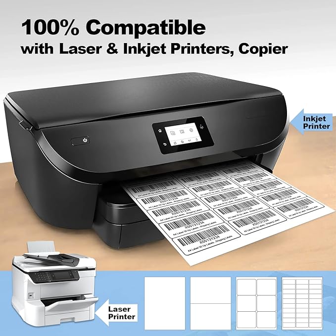 100 Sheets 3000 Pcs 30 Up 1" x2-5/8 Shipping Address Barcode Labels for Laser & Inkjet Printers, 1x2.625 FBA Labels on US Letter, 30 per Sheet Return Address Labels, 30 per Page