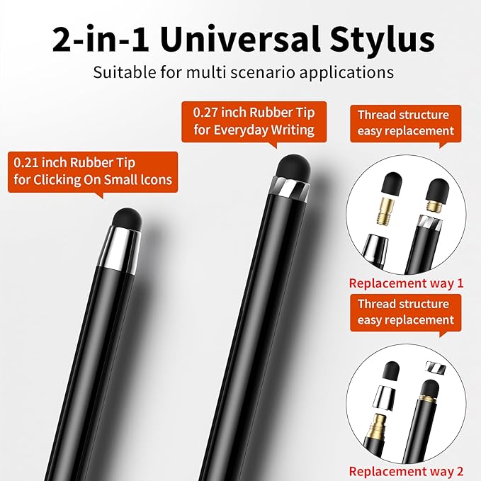 10 PCS Stylus,Stylus Pen for Touchscreen,Stylus 2-in-1 High Sensitivity & Precision Suitable for Touch Screens of iPhone/ipad/Android Tablets(10 Stylus Pen Rose Gold/Black + 20 Tips)