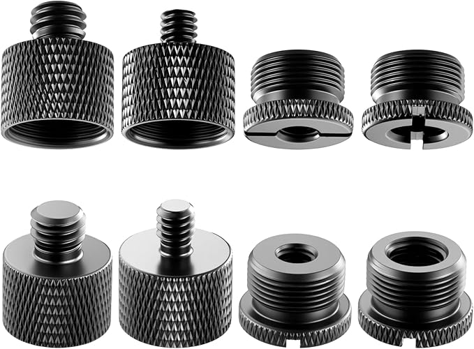 8 Pack Mic Stand Adapter 5/8 Female to 3/8 Male and 3/8 Female to 5/8 Male, 5/8 Female to 1/4 Male and 1/4 Female to 5/8 Male Screw Thread Adapter Mic for Microphone Stand Boom Arm Camera Tripod