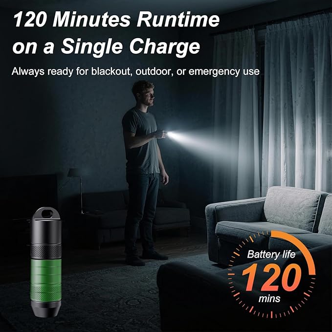 [2 Packs] EDC Mini Flashlights High Lumens LED Pocket Keychain Magnetic Activation Flashlight Type-C Rechargeable Small Flashlight Long Battery Life & Long Illumination Distance (2, Black)