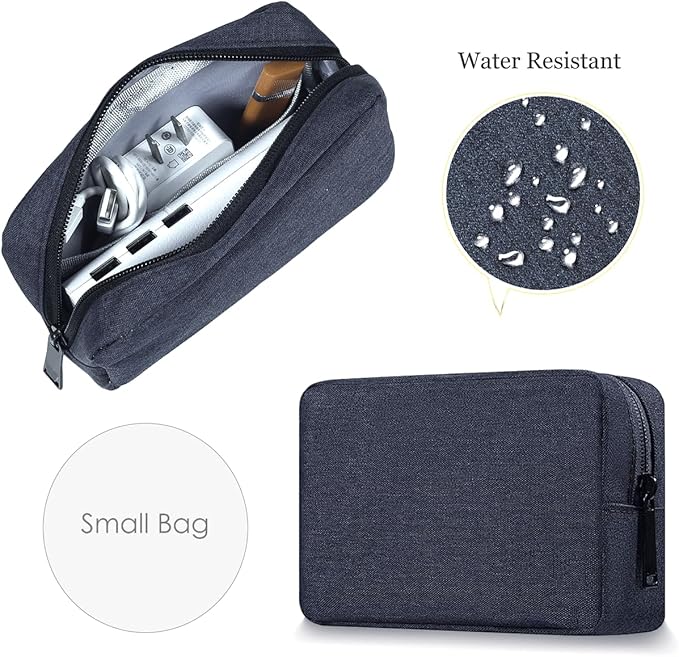 CAAORDKSO Electronic Organizer Travel Bag | Water-Resistant Cable & Cord Pouch for Charger, Power Bank, Earphones – Small Navy Blue