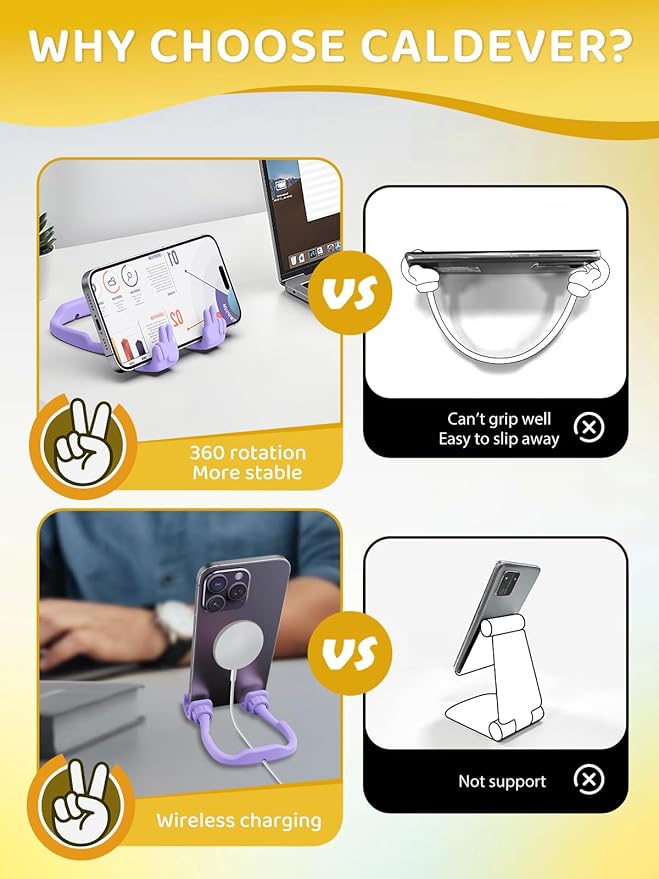 Easter Basket Stuffers Essentials for Teens Girls Boys: Cell Phone Stand Upgrade Adjustable Peace Sign Thumbs Lazy Cell Phone Holder for Desk Cool Gadgets Easter Gifts for Adults Kids Women Teenagers
