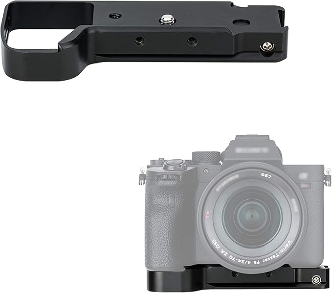 JJC GP-X1EM Grip Extension Metal Bracket for Sony A7V A7 V A7IV A7 IV A7III A7II A7RV A7R5 A7RIV A7R III II A7SIII A9II A9 A1, Arca Swiss Quick Release Base with 1/4"-20 Tripod Hole & Cold Shoe Mount