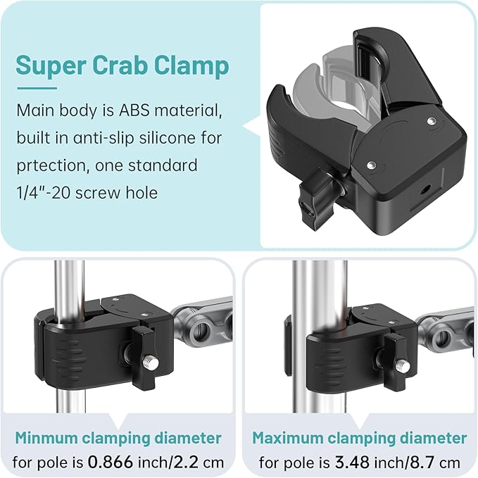 Mic Stand Phone Holder,2-Stage Magic Arm Super Clamp Phone Clip for Microphone Stand, Flexible Adjustable iPhone Music Stands Mount for iPhone17 16 15 14 13 12 11 Galaxy Nexus LG All Smartphones