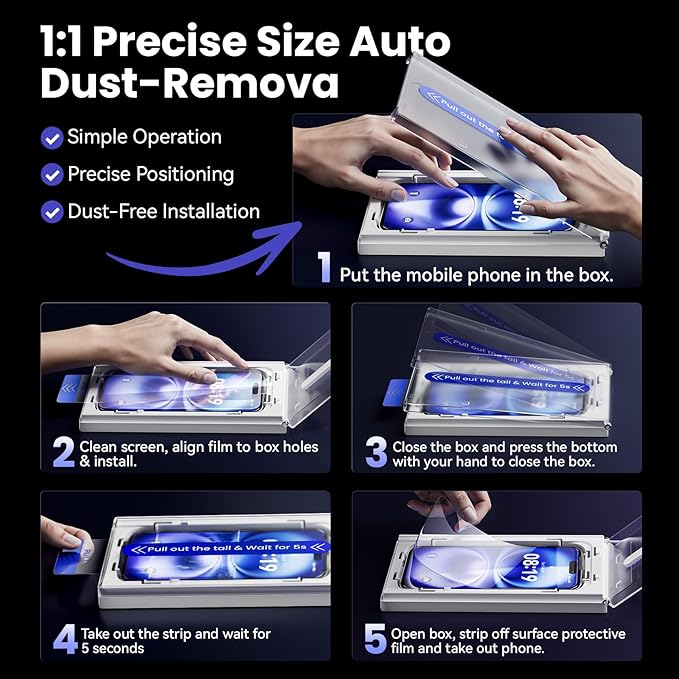 Fonowlo 3 Pack Screen Protector for iPhone 16 Pro Max [6.9 Inch] with Auto-Alignment Kit, Auto Dust,9H+ Military Grade Shatterproof, iPhone16 ProMax Tempered Glass film,HD Clear,Case Friendly