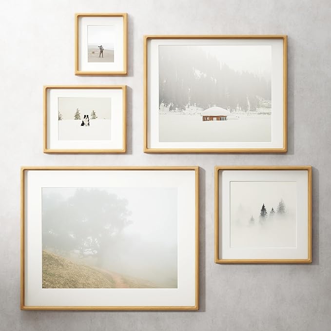 11x14 Picture Frame, USA-Sourced Natural Beech Wood Photo Frame with Tempered Glass, Handcrafted Rounded Corner 11 x 14 Wooden Frame Matted to 8x10 Photos, Hanging Hooks Included