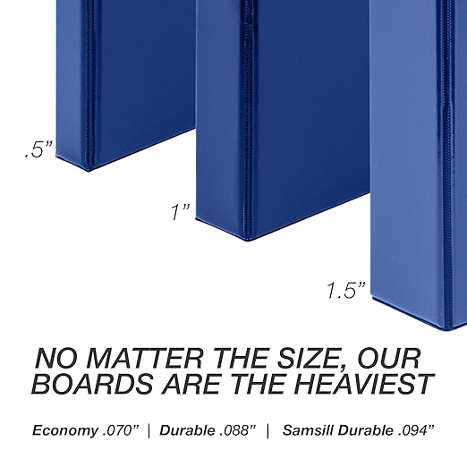 Samsill Durable 0.5 Inch Binder, Made in USA, D Ring Binder, FSC 100% Recycled Chipboard, Blue, 4 Pack