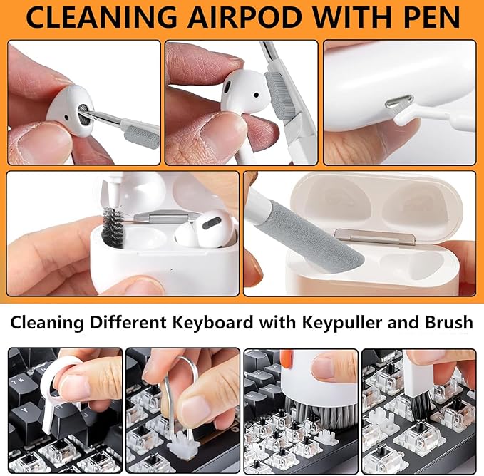 20 in 1 Multifunctional Cleaner Kit fit for Electronic Devices, Keyboard Cleaning Kit, Versatile Computer Screen Cleaning Brush Tool for Smartphone,Earbuds Camera Monitor Tablet (Black)