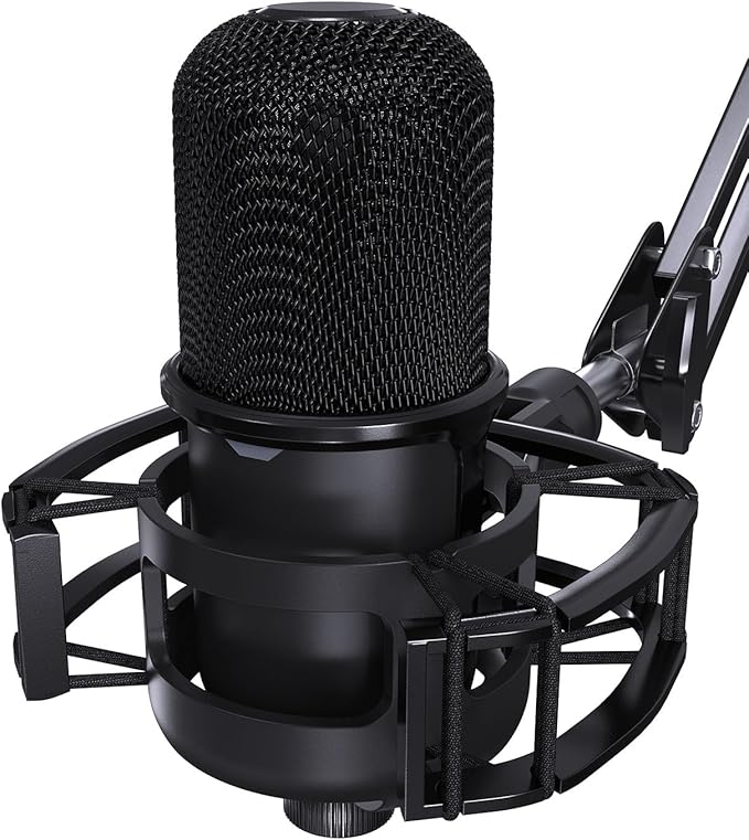 Custom Built for SoloCast Shock Mount with pop filter, 2026 Upgrade Anti-Vibration Suspension Elastic Shock Mount Holder Clip Mics Stand with Screw Adapter Compatible with Hyperx SoloCast Microphone