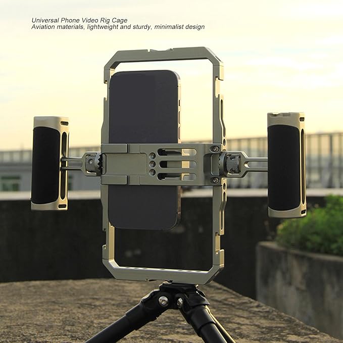 Diyeeni Universal Phone Cage, Smartphone Video Rig Kit with Handles, Handheld Filmmaking Vlogging Case Stabilizer for Videomaker, for iOS and Android Phones