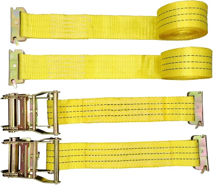 E-Track Ratchet Tie Down Straps, 2 in x 15 ft, 4,400 lb Breaking Strength, 2-Pack