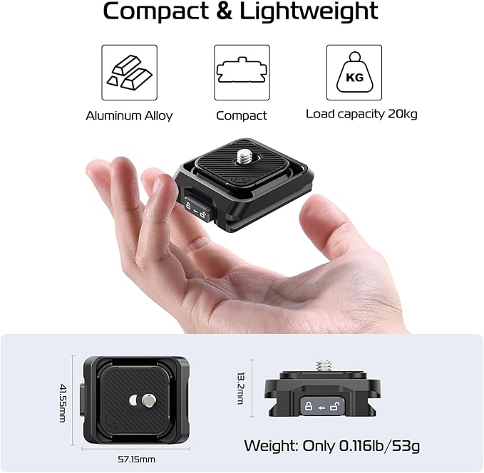 ULANZI UKA01 Quick Release Plate Kit, Arcac/F38 Interface Camera Quick Release Plate Mount Quick Setup w/ 1/4" to 3/8" Screw Thread Gimbles Sliders Tripods Adapter for Sony/Nikon/DJI/Fuji