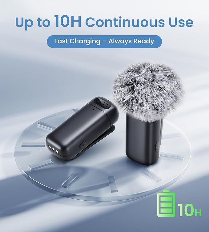 Mini Wireless Lavalier Microphone for iPhone/Android/Laptop, Plug & Play mini Mic with USB C Receiver and Lightning Adapter, Noise Reduction Clip on Wireless Microphone for TikTok, YouTube