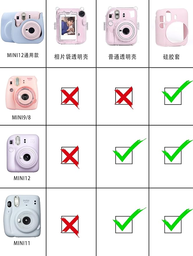 Frankmate Protective Case Compatible with Fujifilm Instax Mini 12 11 9 8 Instant Film Camera with Accessory Pocket and Adjustable Strap