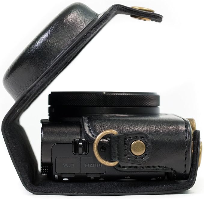 MegaGear Ever Ready Protective Leather Camera Case, Bag for Sony Cyber-Shot DSC-WX500 Digital Camera (Black) (MG599)