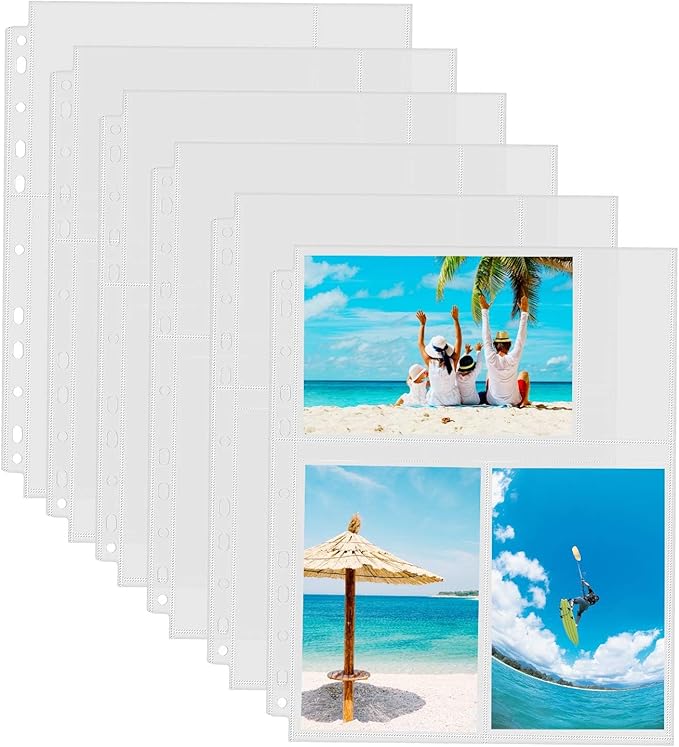 Sooez 30 Pack 4x6 Photo Sleeves for 3 Ring Binder (180 Pictures), Heavy Duty Plastic Album Refill Pages, Clear Archival Sheets