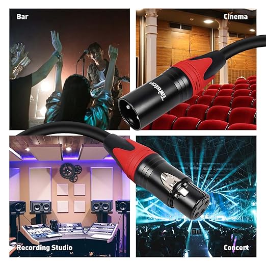 XLR Cable 10 Feet 2 Pack Premium XLR Microphone Cable 3-Pin Balanced Microphone Mic Cord Male to Female XLR Speaker Cable