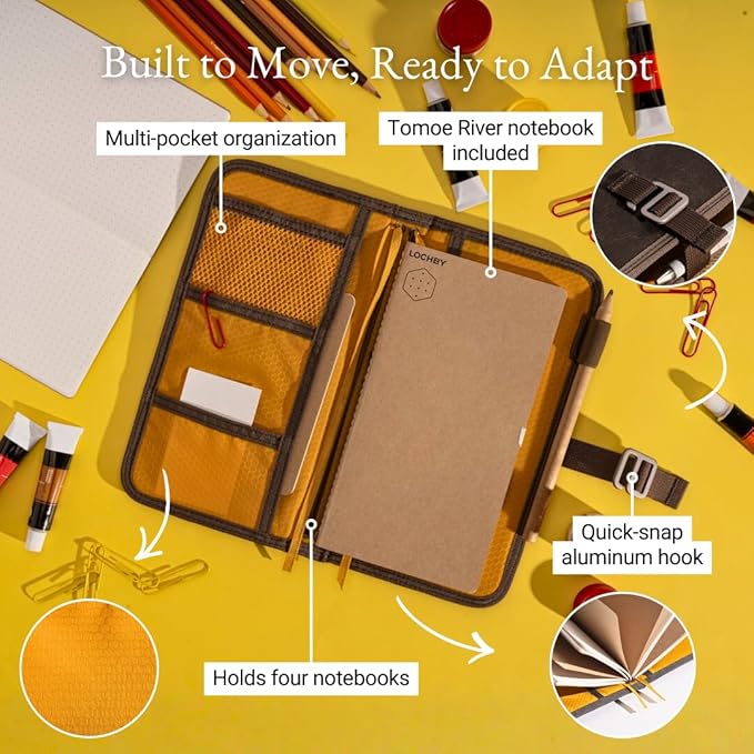 LOCHBY® Voyager Journal | Water Resistant Waxed Canvas | Pen Loop | Included Tomoe River Notebook | Perfect for Travel, Art, Bullet Journal
