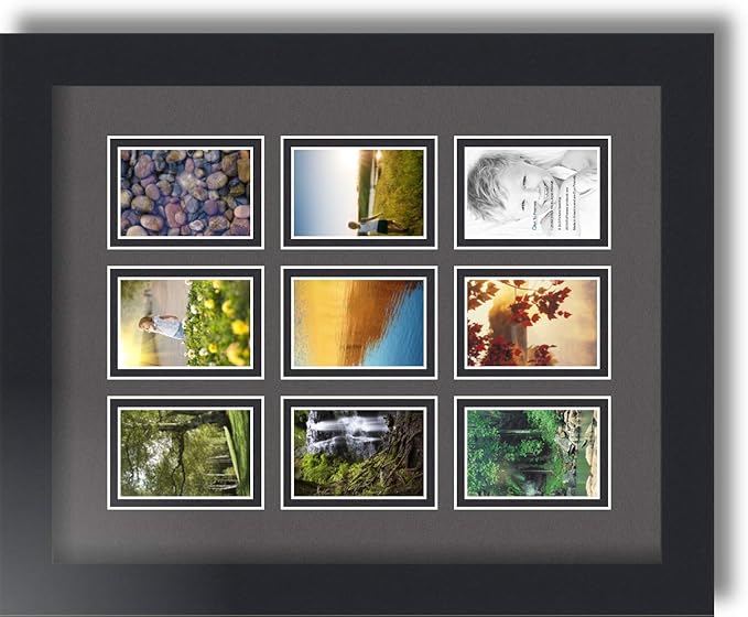 Art to Frames Double-Multimat-78-41/89-FRBW26079 Collage Photo Frame Double Mat with 9 - 2x3 Openings and Satin Black Frame