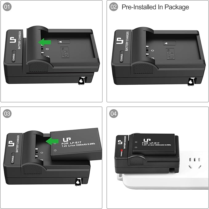 LP LP-E17 Battery Charger, Charger Compatible with Canon EOS Rebel T7i, T6i, T6s, SL3, SL2, 77D, 9000D, 8000D, 800D, 760D, 750D, 200D, M6, M5, M3, Kiss X8i DSLR Cameras & More(NOT for T7, T6, T5, T3)