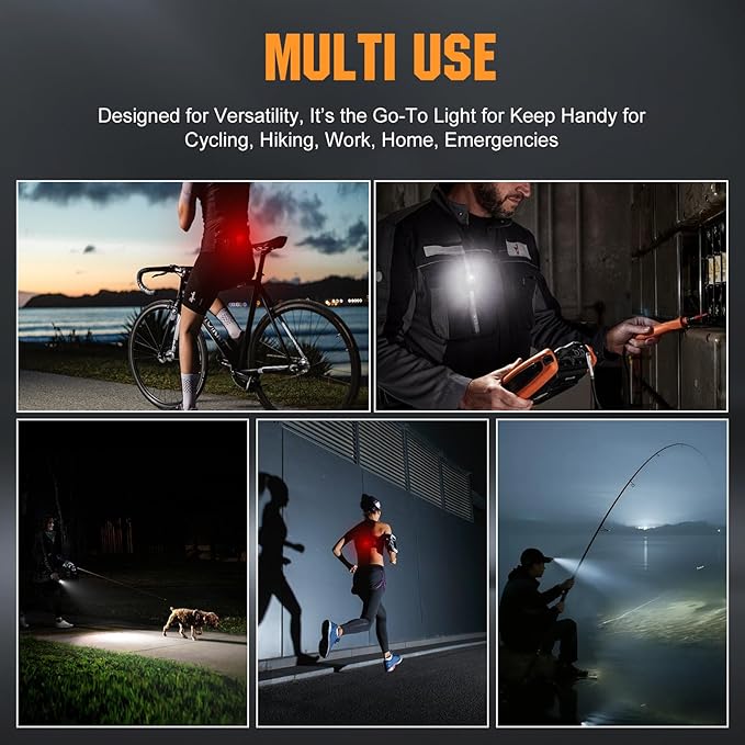 VTIGER C1 Rechargeable EDC Flashlight Clip-on Light, 1300 Lumens Powerful Portable Mini Swivel Clip Light,Multi-Mode,IPX6 Waterproof, Magnetic Small Pocket Lights for Cycling,Working,Emergency,Signal