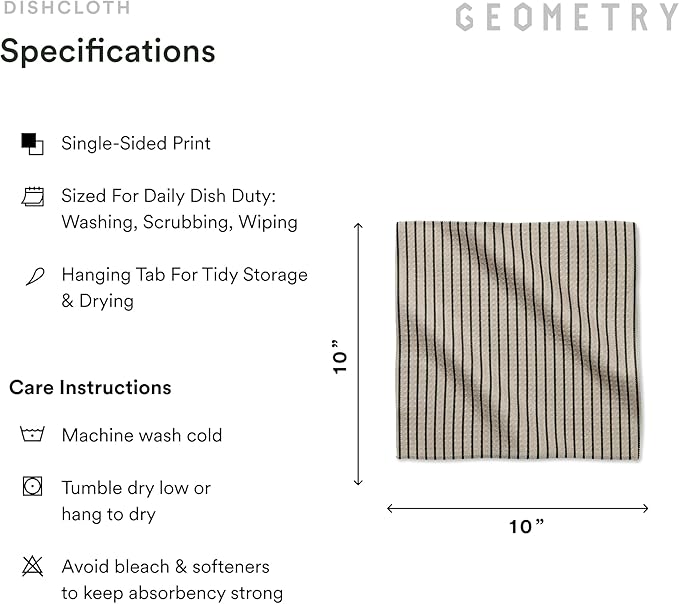 GEOMETRY Dishcloth – Evergreen Collection – Quick-Dry, Ultra-Absorbent, Reusable Microfiber Kitchen Towels for Drying & Cleaning - Willow Stone - 3 Pack