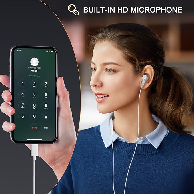 USB C Headphones Type C Earbuds for iPhone 17 Pro/ 17 Air 15/16 Pro/ 15 Pro Max,Microphone Noise Isolation Stereo Wired Earphones for Samsung Galaxy S26/S26+/S26 Ultra S25 S24 S23 S22 Pixel 9 8a