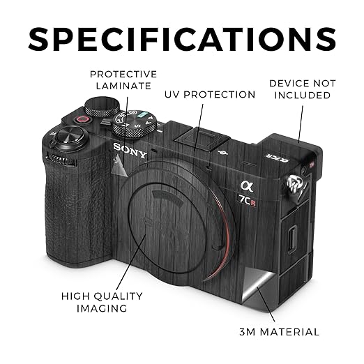 Camera Skin Compatible with Sony Alpha 7CR Camera (2023) - Black Wood - Premium 3M Vinyl Protective Wrap Decal Cover - Easy to Apply | Crafted in The USA by MightySkins
