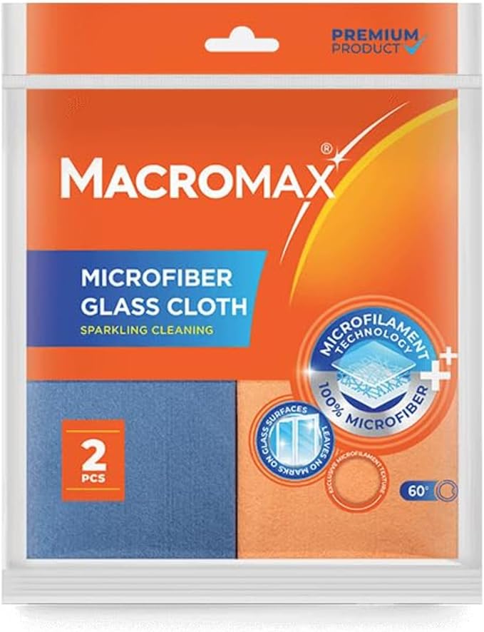 Microfiber Glass Cloth 2‑Pack – Lint‑Free, Reusable Window & Mirror Wipes, High‑Absorbency Microfilament Cloth for Streak‑Free Shine, Perfect for Glass, Mirrors, Car & Electronics