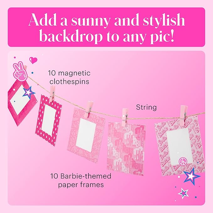 Kodak x Barbie Printomatic Full-Color Instant Print Digital Camera Barbie Gift Bundle (Iconic Style)+ Barbie Camera Case, Photo Album, Sticker & Hanging Frames, 50 Stickers + Zink Paper (20 Sheets)