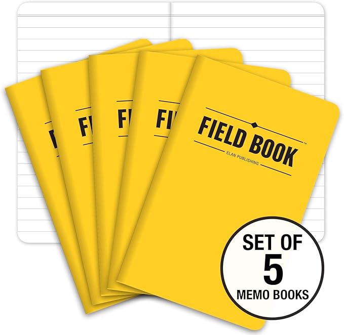 Elan Publishing Company Field Notebook/Pocket Journal - 3.5"x5.5" - Yellow - Lined Memo Book - Pack of 5