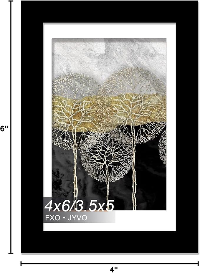 4x6 Picture Frame, Display Photo 3.5x5 with Mat or 4 x 6 Without Mat, Light Weight and High Transparent 4 by 6 Frame for Wall - 1 Pack/Black/4"x6"