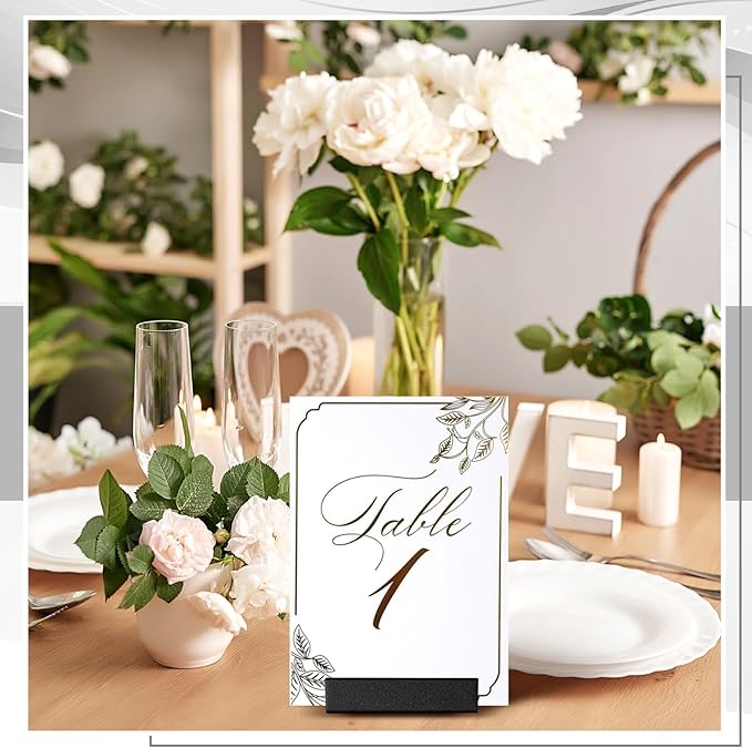 24 Pcs Small Table Number Holders Metal Place Card Holder Vintage Mini Table Number Name Card Display Stand for Wedding Memo Reception Photo Picture Party Restaurant, 1.4 x 1.3 x 1 Inch (Black)