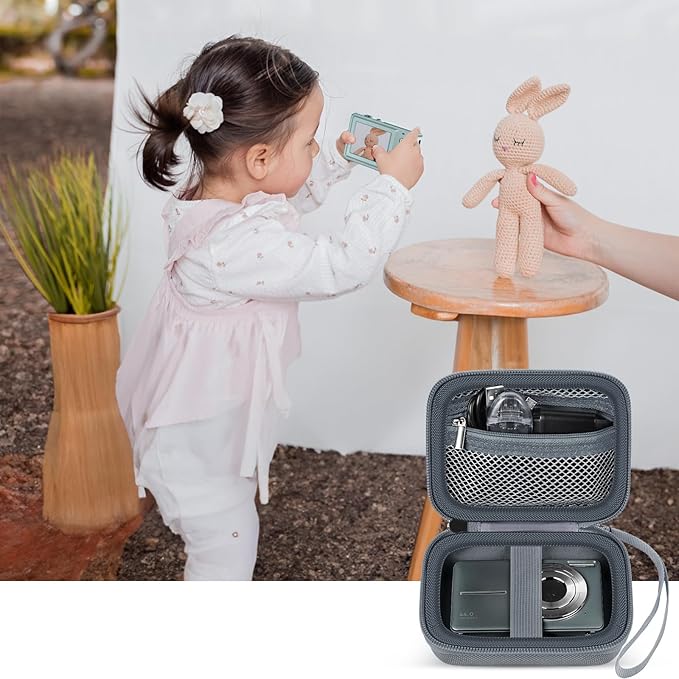 Digital Camera Case Compatible with VAHOIALD FHD 1080P/ for CAMKORY Digital Point and Shoot/for KODAK PIXPRO FZ45-BK 16MP Vlogging/for IWEUKJLO/for Nsoela, Holder for SD Card More- Grey (Box Only)