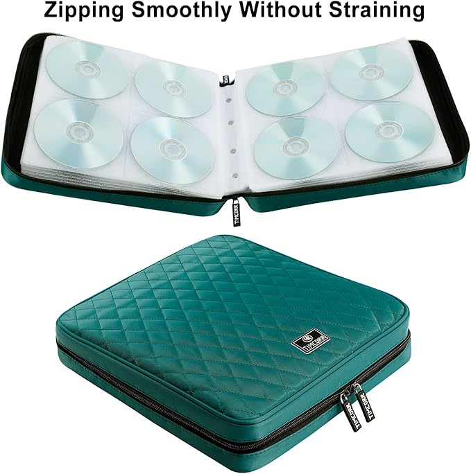 CD Case DVD Holder Storage: 160 Capacity DVD Cases Organizer Portable Wallet Storage - CD Plastic Protective Carrying Binder for Home Travel (Green)