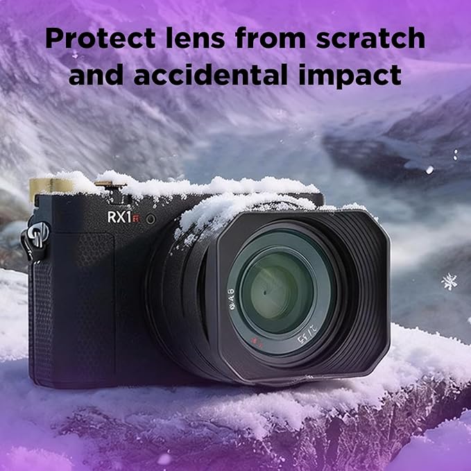 Haoge Metal Square Lens Hood for Sony RX1R3 M3 FE 40mm F2.5 G FE 50mm F2.5 G FE 24mm F2.8 G Lens Shade on Sony A7CII A7CR A7R4 Bayonet Mount LH-S245G-N