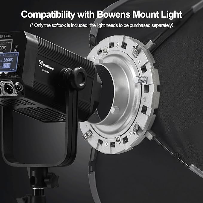 WELLMAKING Rectangular Softbox 60 x 90cm/23.6" x 35.4", Studio Soft Box with Diffusers/Honeycomb Grid/Bag,Compatible with Bowens Mount Light for Portrait or Product Photography Studio Flash Monolight
