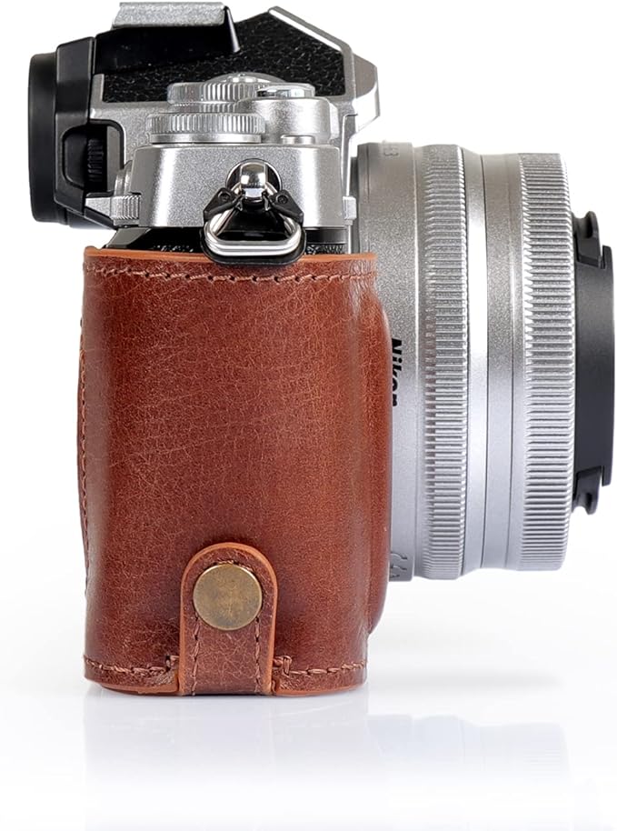 MegaGear MG2016 Ever Ready Genuine Leather Camera Half Case Compatible with Nikon Z fc (Brown)