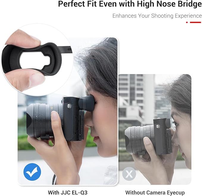 JJC Camera Viewfinder Eyecup for Leica Q3 43 & Q3, Soft Silicone Eyepiece with Extended Design, Easy Hot Shoe Installation