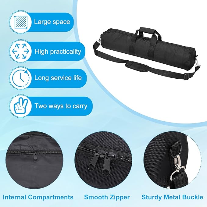 PATIKIL Tripod Carrying Case, 25.6" x 5.1" Heavy Duty Nylon Padded Tripod Bag with Adjustable Shoulder Straps and Handles for Light Stands Umbrellas Tripods Mic Speaker Stand, Black