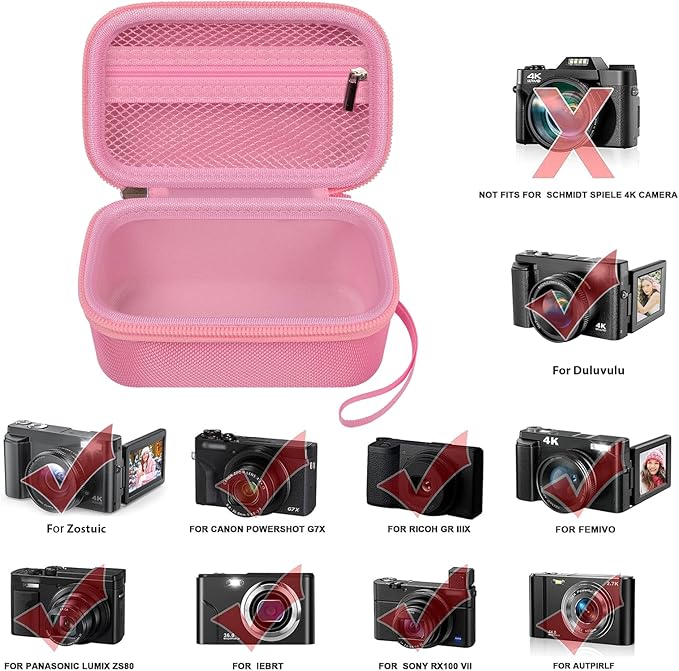 Digital Camera Case Compatible with TEBNGIHNM for Duluvulu for Oiadek for zheozeig for Zostuic for Toiauaha 4K Vlogging Camera. Storage Holder Bag for Canon PowerShot (Box Only) - Pink