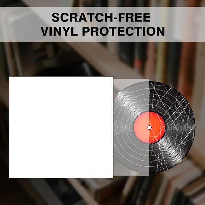 20PCS White 12-Inch LP Vinyl Record Jackets, 350gsm Cardboard Sleeves with No Center Hole, Blank Album Covers for 33 RPM Storage & Protection, Thick LP Jackets for Record Storage