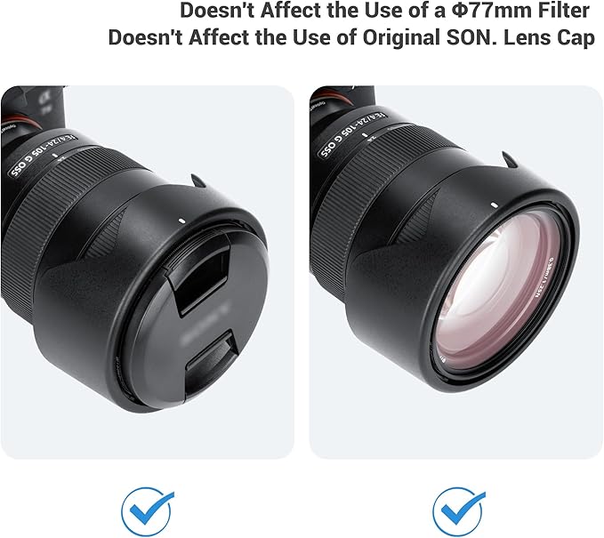 Lens Hood for Sony FE 24-105mm F4 G OSS Lens (SEL24105G/2), Reversible Lens Shade Protector Replaces Sony ALC-SH152 Hood, Compatible with a 77mm Filter or Lens Cap