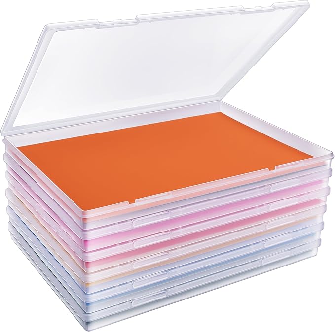 FAAYUCK 6 Pack Photo Storage Box, Fits 8" x 10" Photo, Large Plastic Scrapbook Paper Storage with Snap-Tight Latch, Photo Organizer for Protecting Photos, Crafts, Scrapbooks, Office Supplies, Files