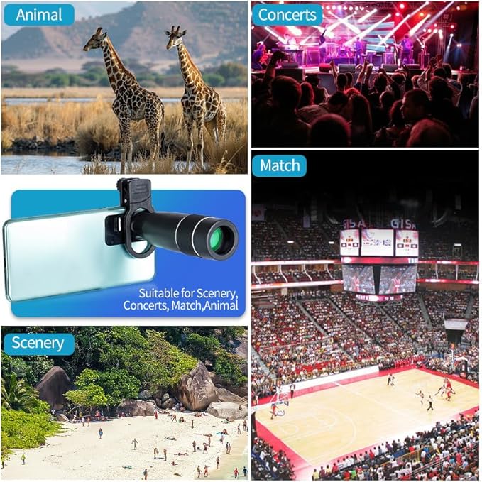22X Telephoto Phone Camera Lens, Universal Clip-On Zoom Lens Compatible with iPhone and Android, Long Distance Photography Attachment
